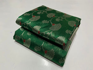 Bottle Green Floral Silk Saree