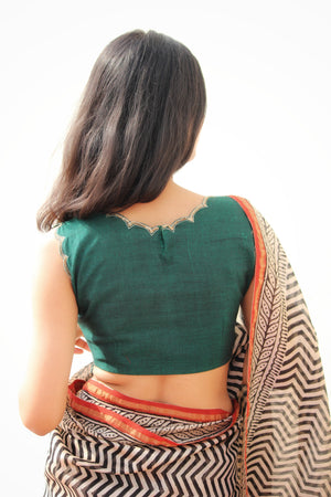 Green Scallop Embroidered Blouse