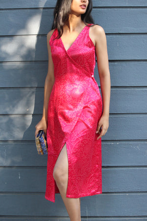 Hot Pink Silk Wrap Dress