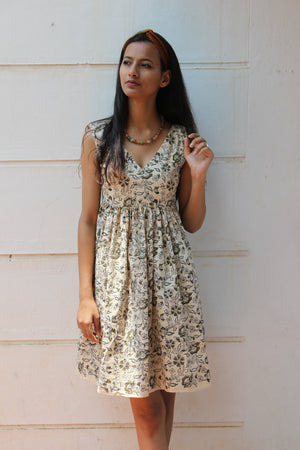 Hand Block Printed Sleeveless Cotton Dress