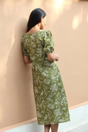 Willow Embroidered Tussar Silk Dress