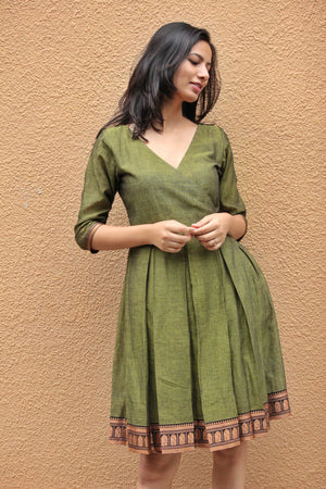 Olive Green Saree Wrap Dress