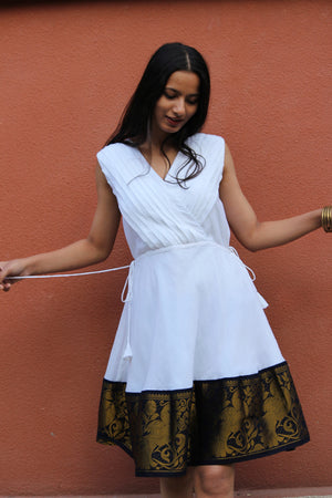 Pleated Drawstring Saree Dress