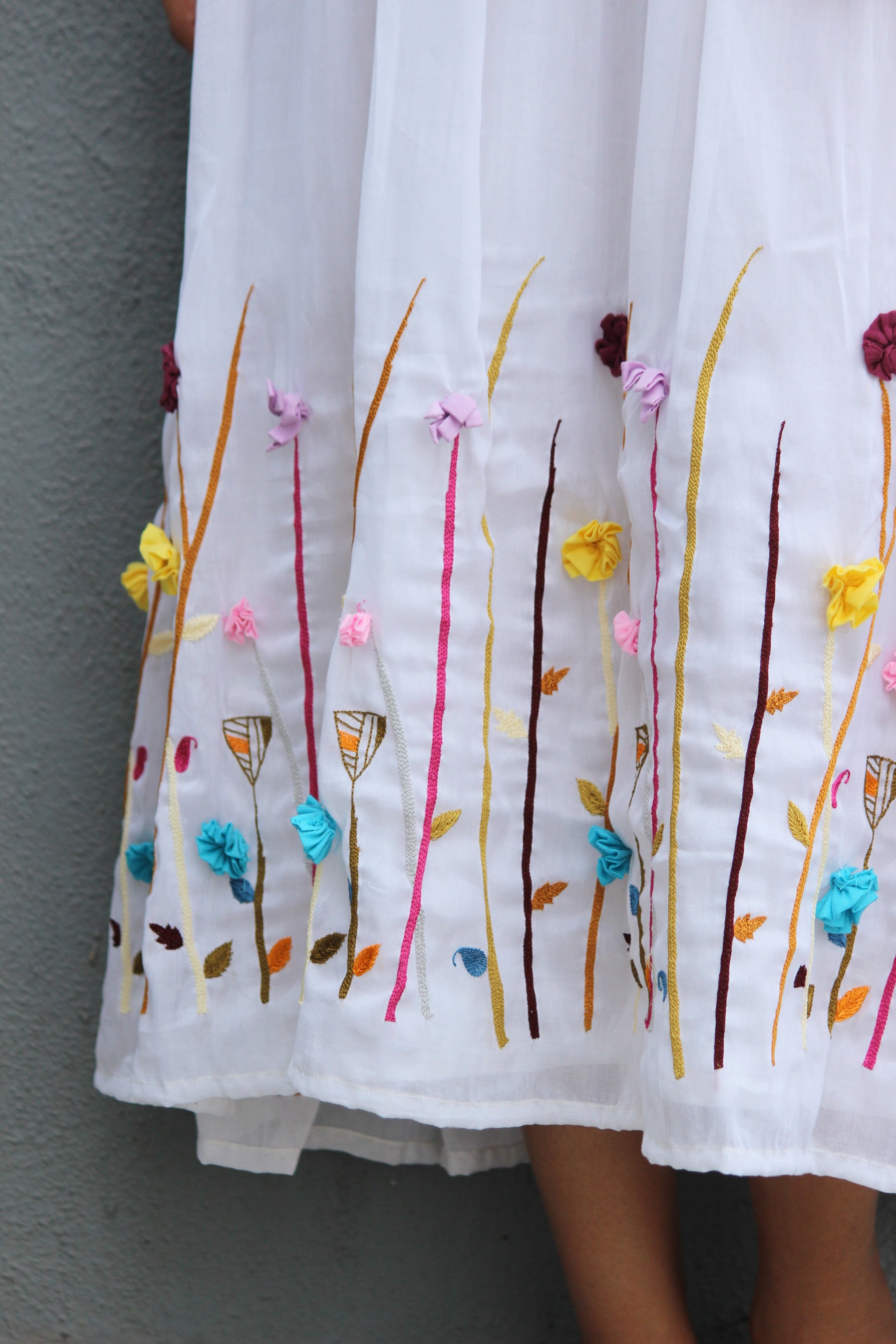 Flora Gypsy Hand Embroidered Midi Dress - Mogra Designs Flora Gypsy Hand Embroidered Midi Dress - Mogra Designs
