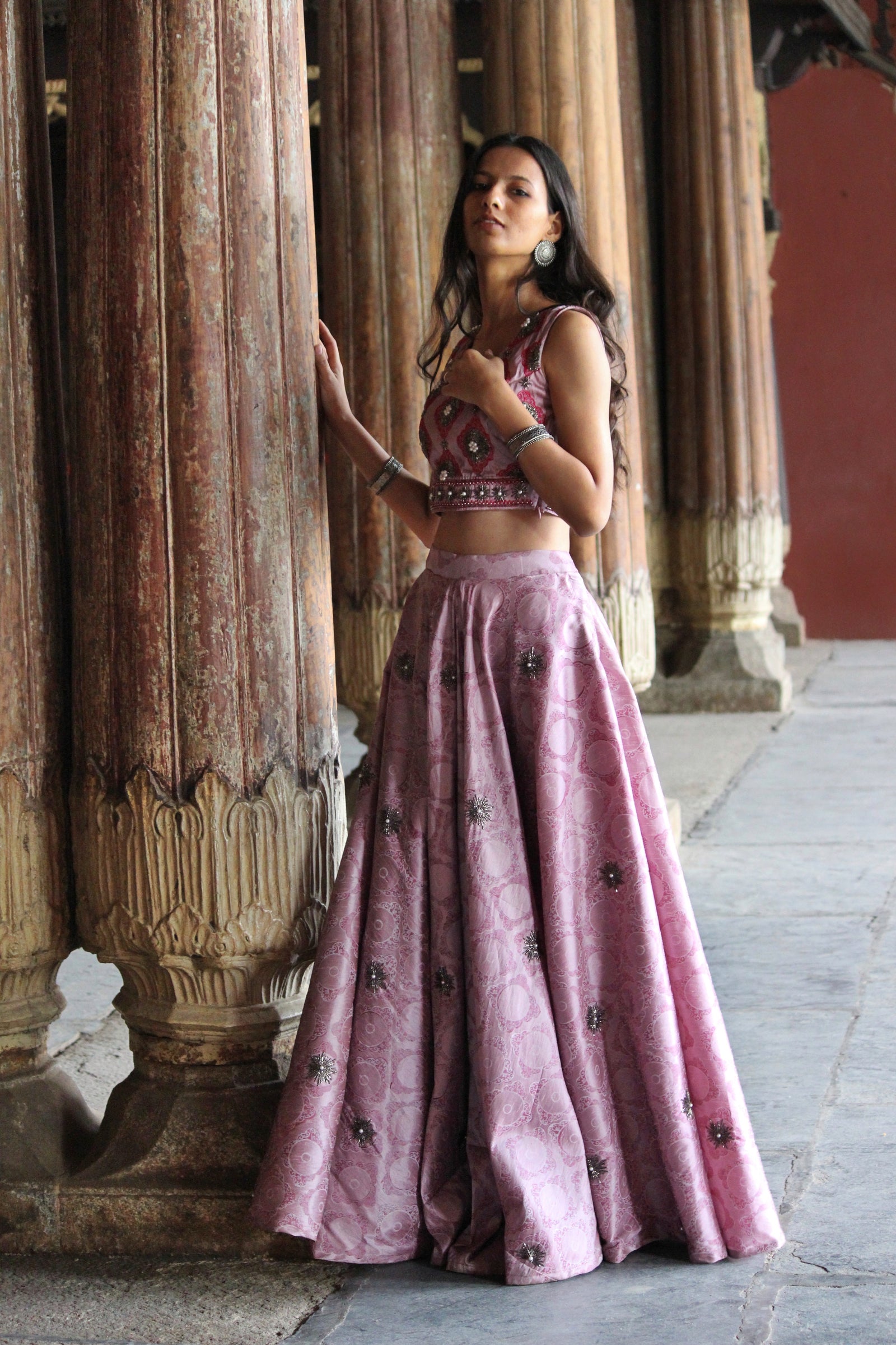 Pastel Pink Silk Lehenga Set