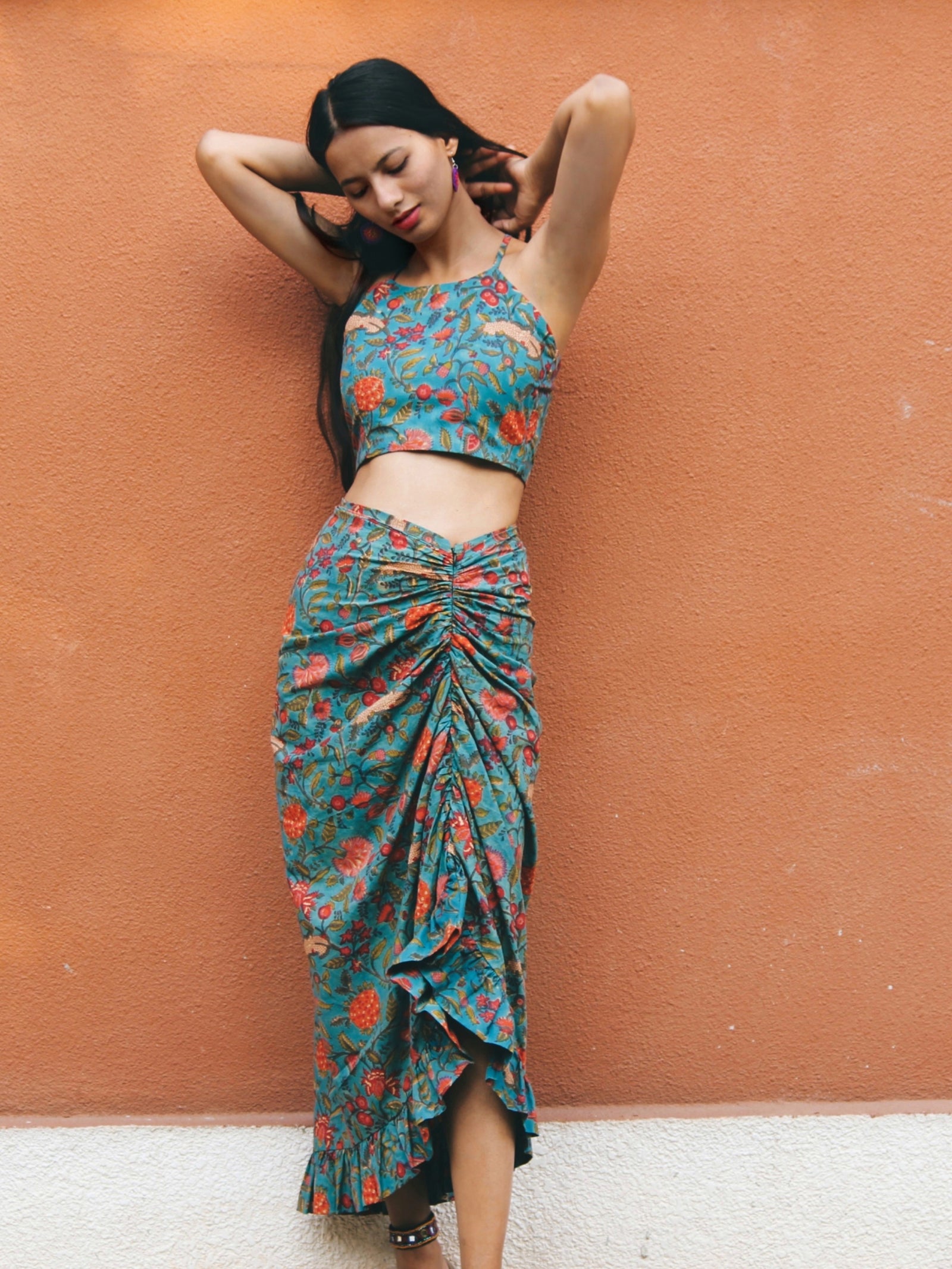 Mermaid Floral Skirt and Top Set