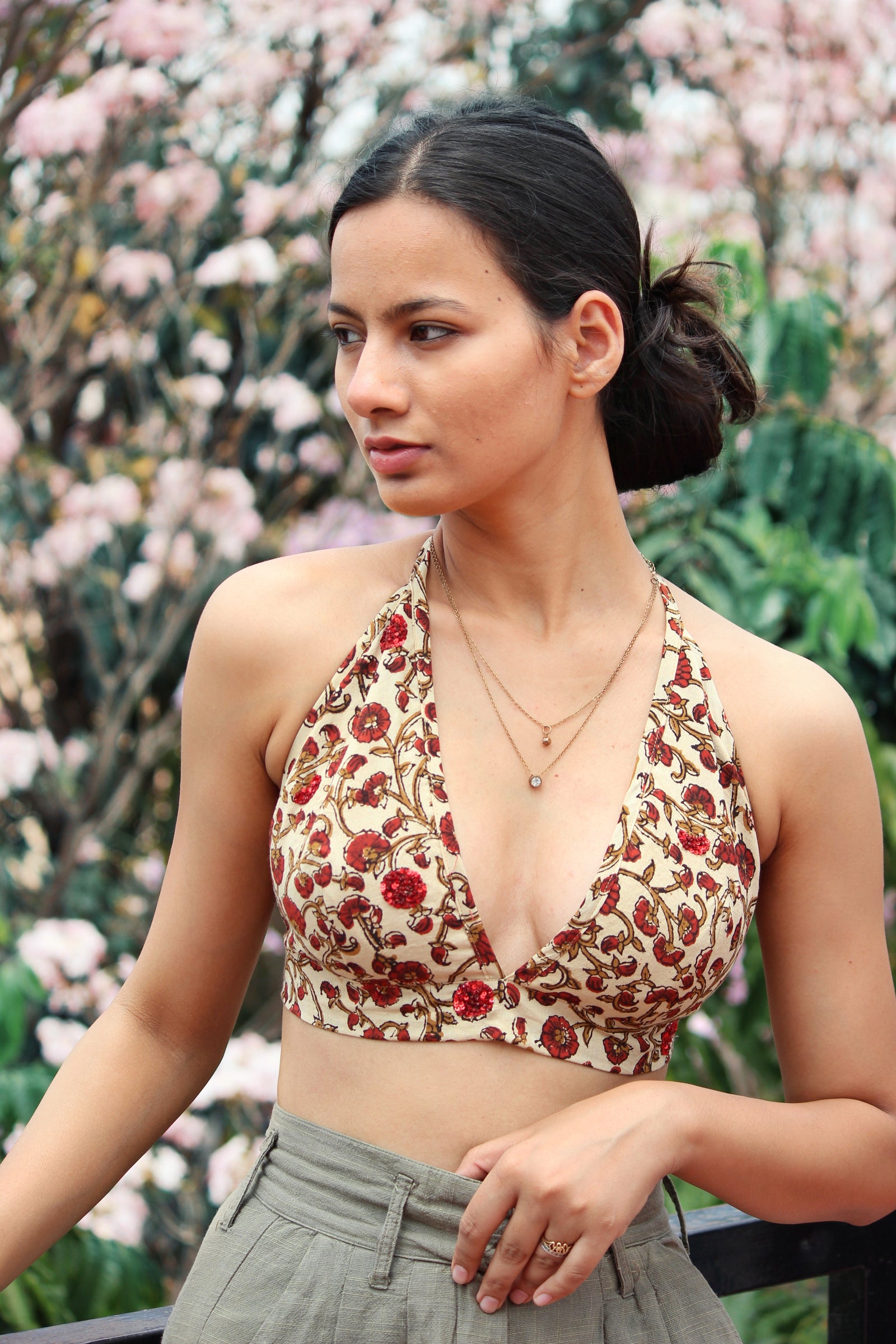 Red Carnation Bralette By Blue Gulmohar
