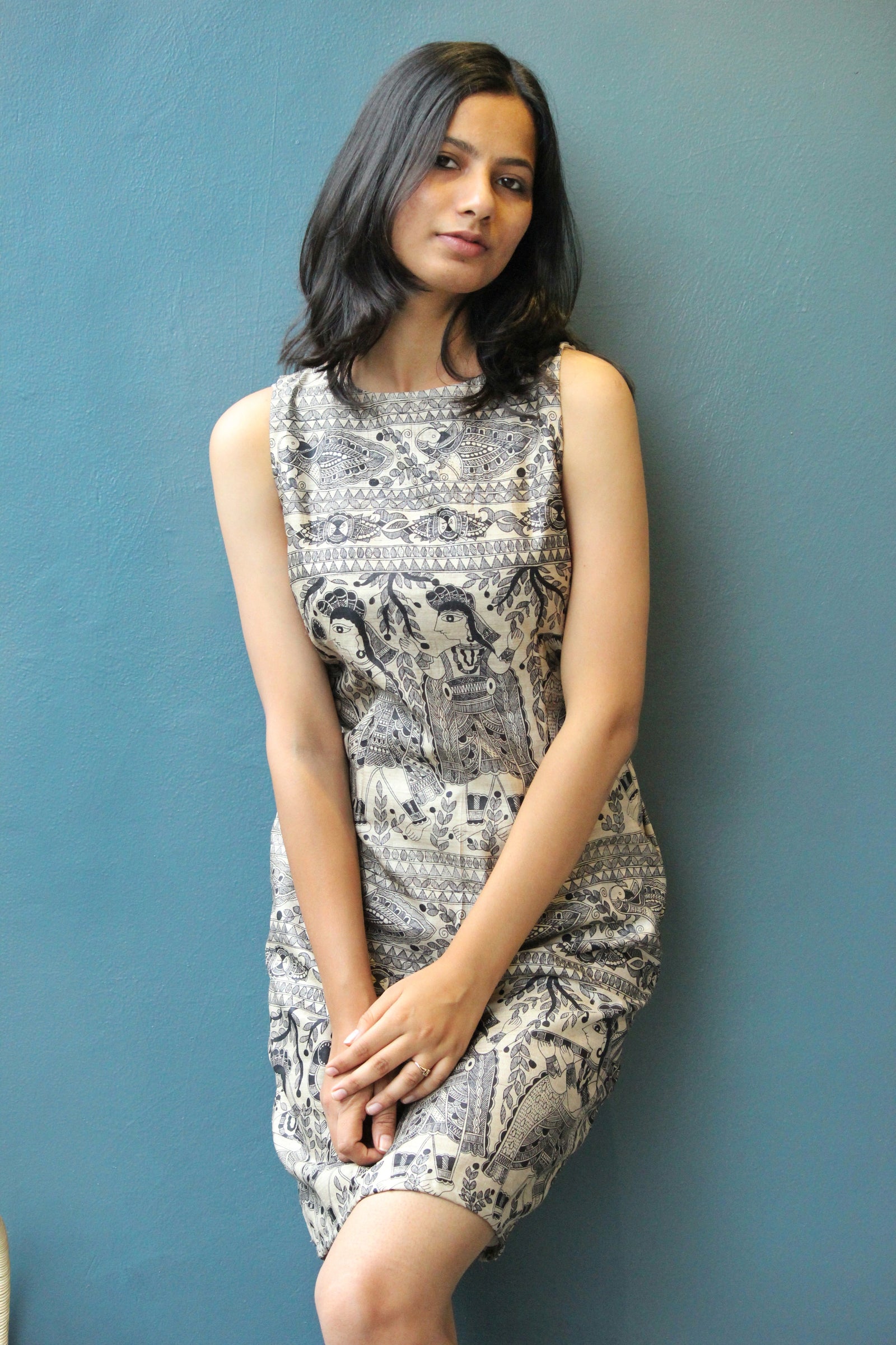 Madhubani Tussar Pencil Dress