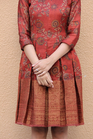 Chanderi Silk Pleated Dress