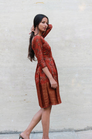 Chanderi Silk Pleated Dress