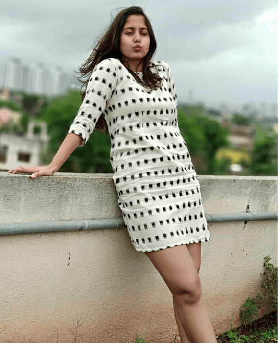 Handwoven Ikat Pencil Dress in White and Black - Mogra Designs