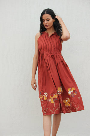 Rosewood Embroidered Halter Dress By TAMASQ
