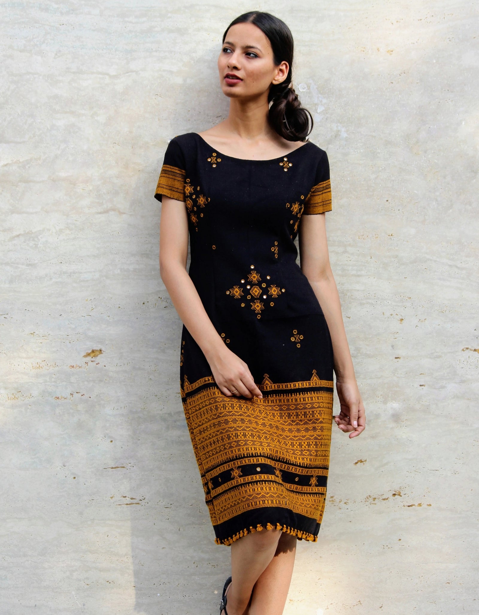 Boho Handwoven Wool Pencil Dress