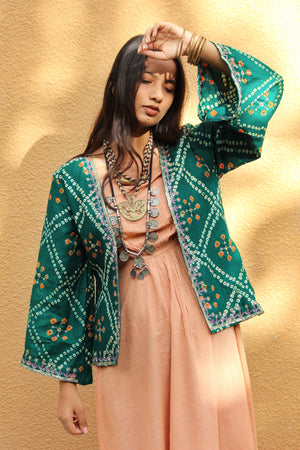 Bandhani Embroidered Kimono Jacket