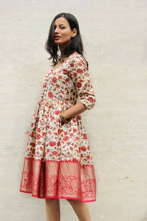 Cream Bagh Kanjivaram Silk Dress