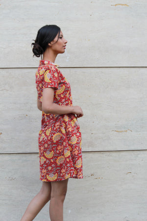 Red Wildflower Shirt Dress