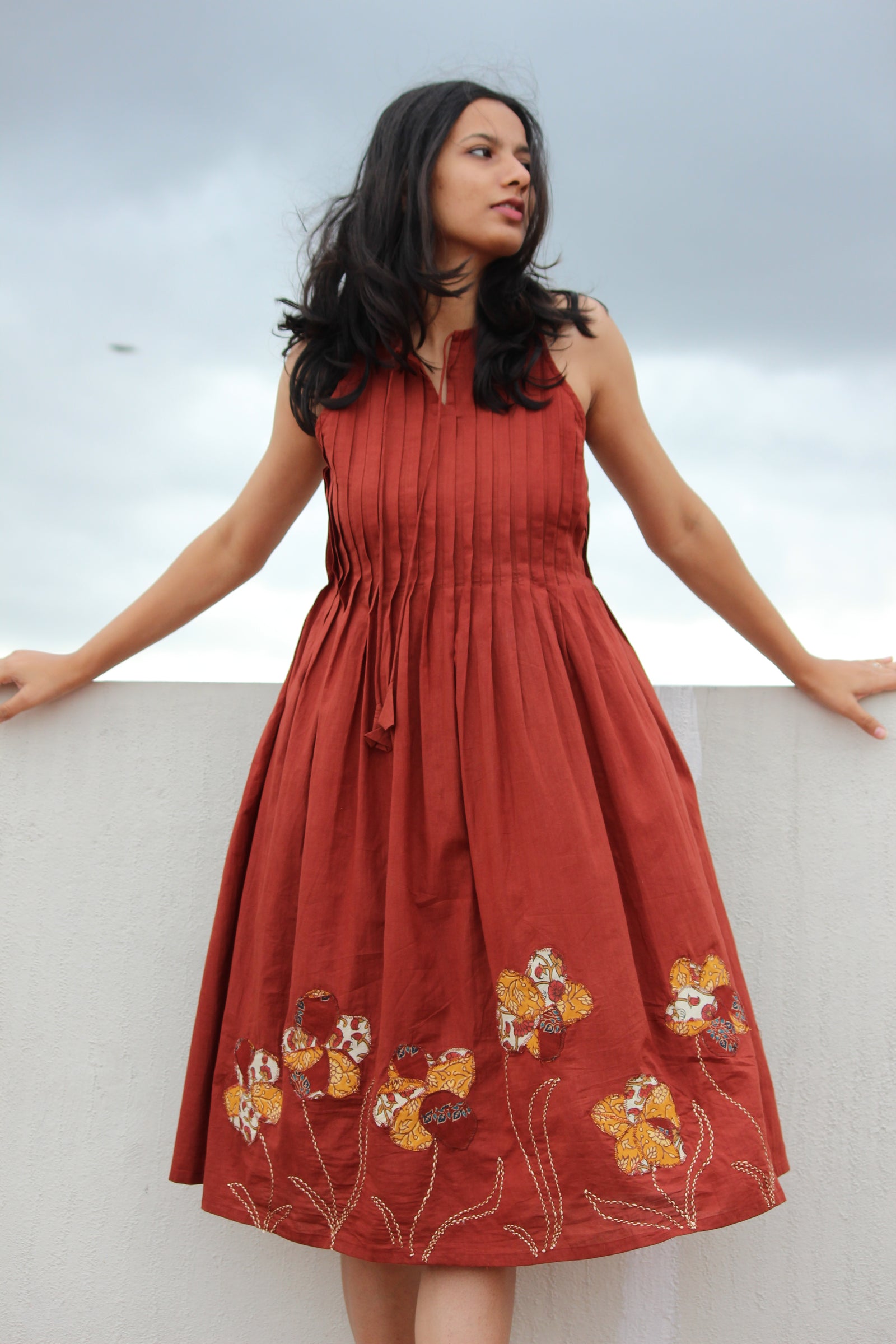 Rosewood Embroidered Halter Dress By TAMASQ