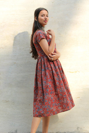 Buy Red Cotton Silk Round Embroidered Midi Dress For Women by The Loom Art  Online at Aza Fashions.