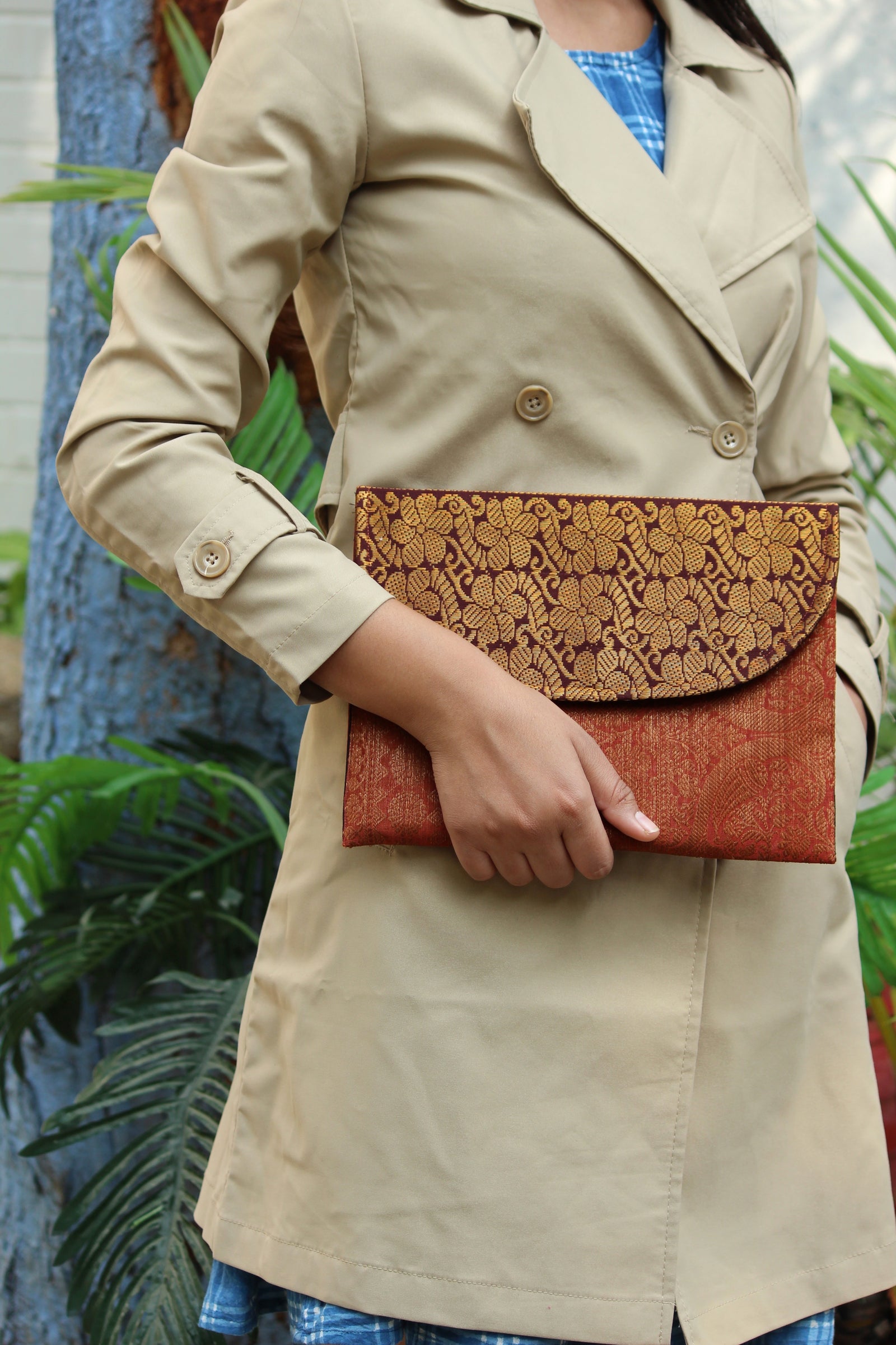 Chanderi Silk Envelope Clutch By Qurcha