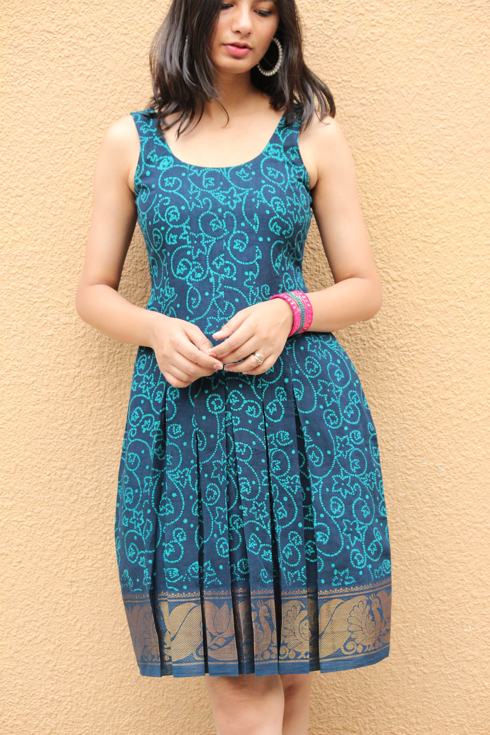 Blue Firefly Pleated Dress