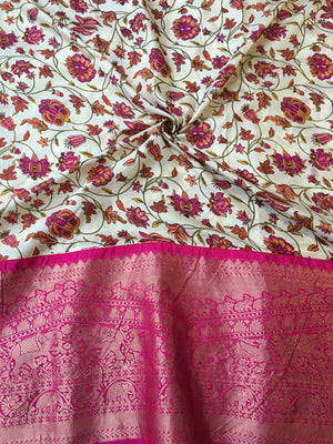 Cream Bagh Kanjivaram Silk Dress