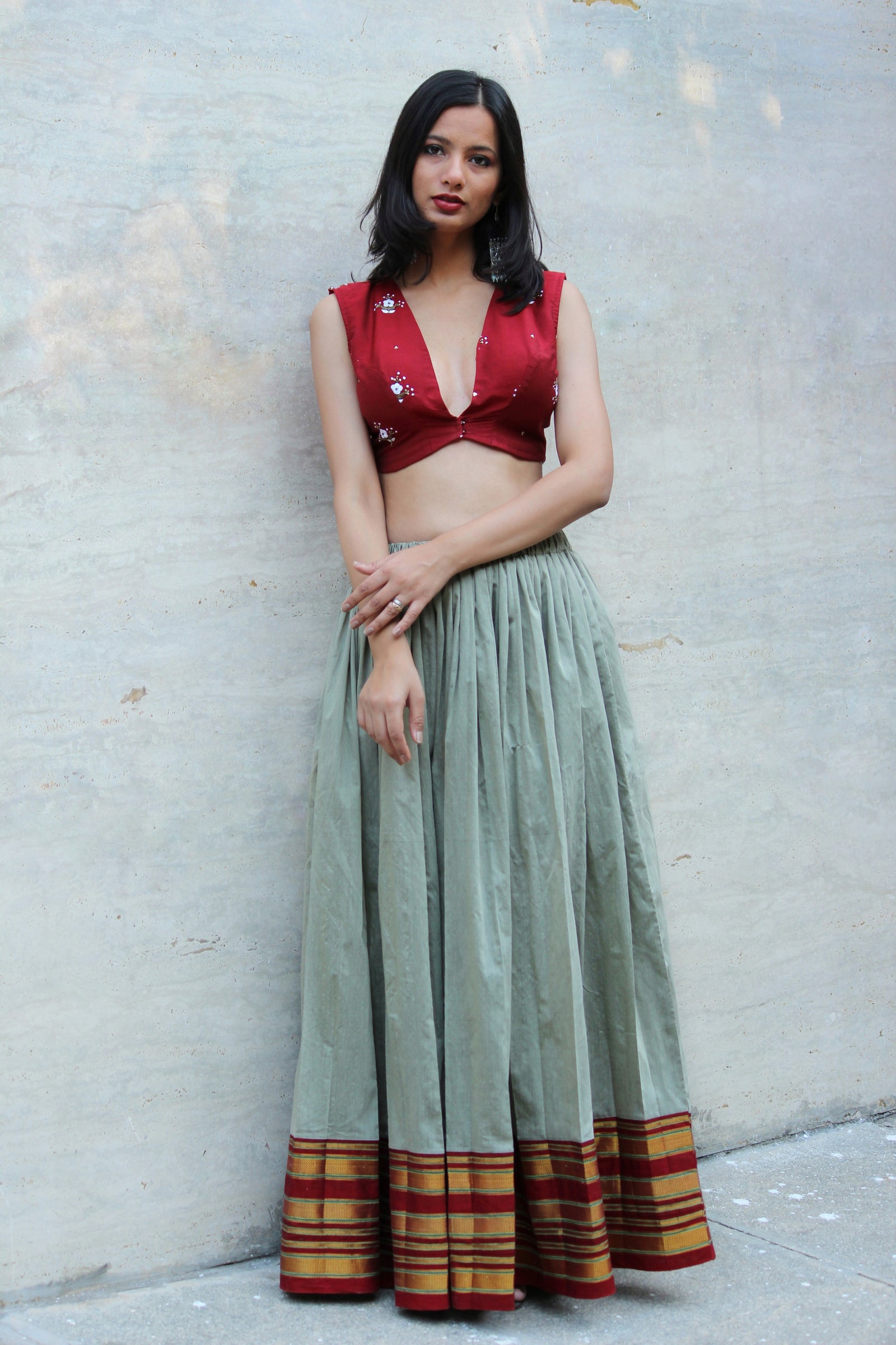 Berry Grey Lehenga