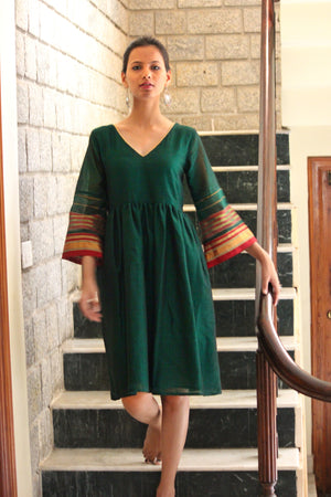 Emerald Green Saree Dress by Mogra Designs
