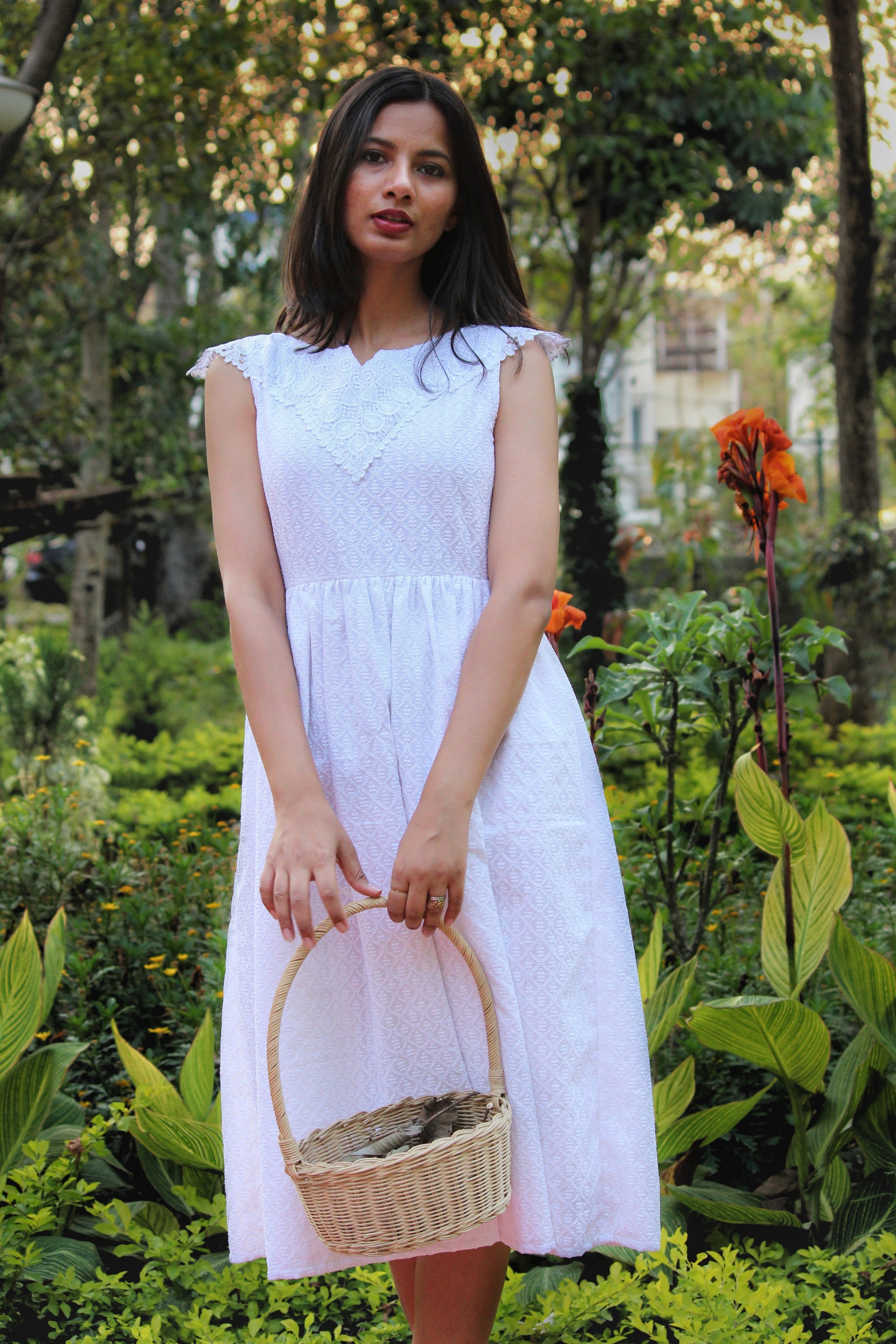 White Lily Embroidered Lace Dress - Mogra Designs White Lily Embroidered Lace Dress - Mogra Designs