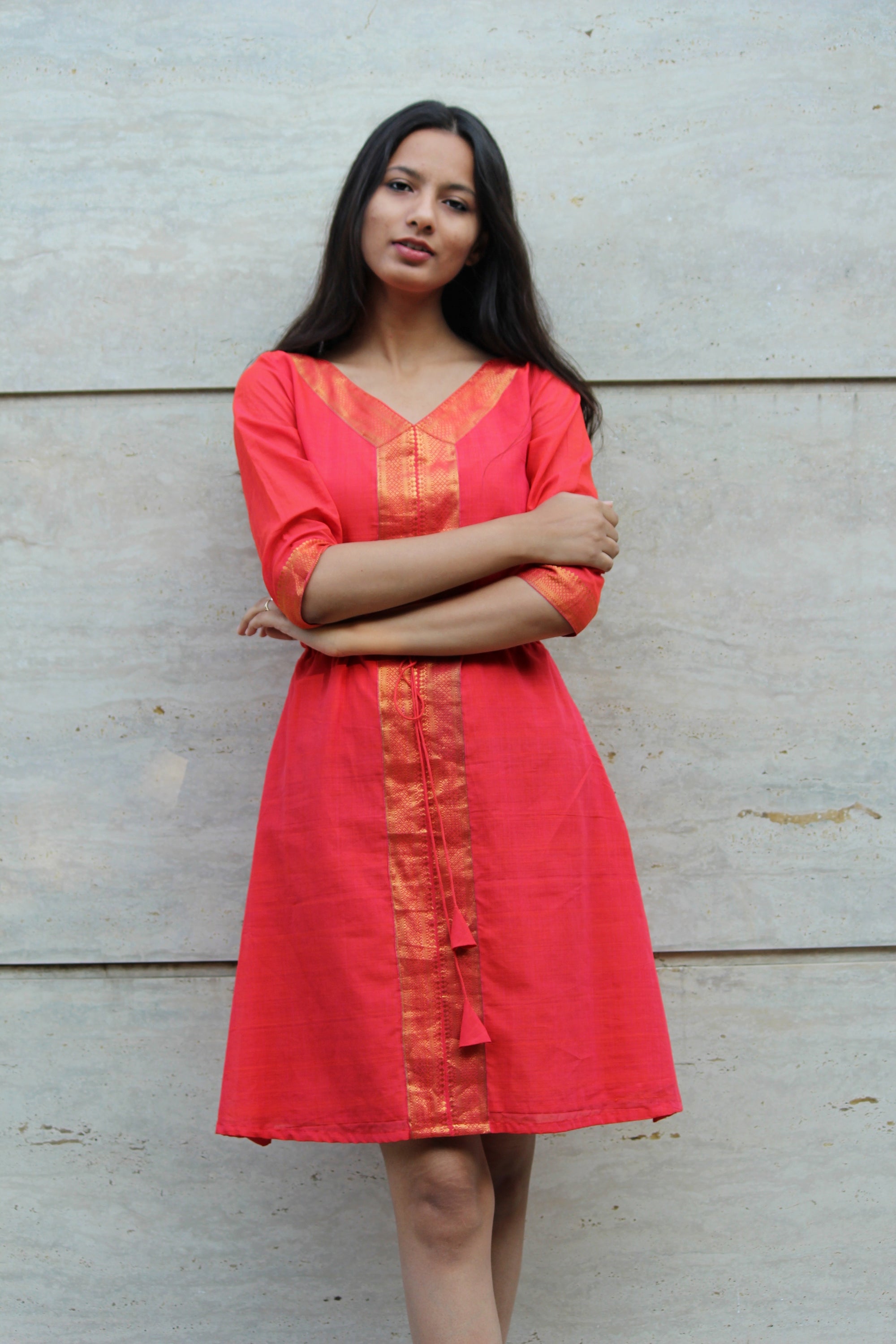Orange Kaftan Saree Dress