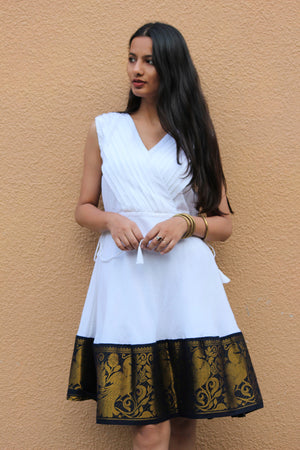 Pleated Drawstring Saree Dress