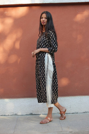 Hand Block Printed Fern Top