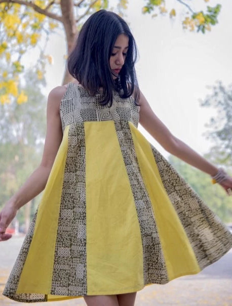 Organic cotton Yellow Mustard Dress