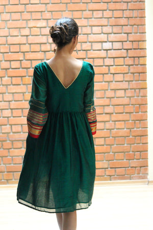 Emerald Green Boho Style Dress made from an Indian Saree - Mogra Designs Emerald Green Boho Style Dress made from an Indian Saree - Mogra Designs