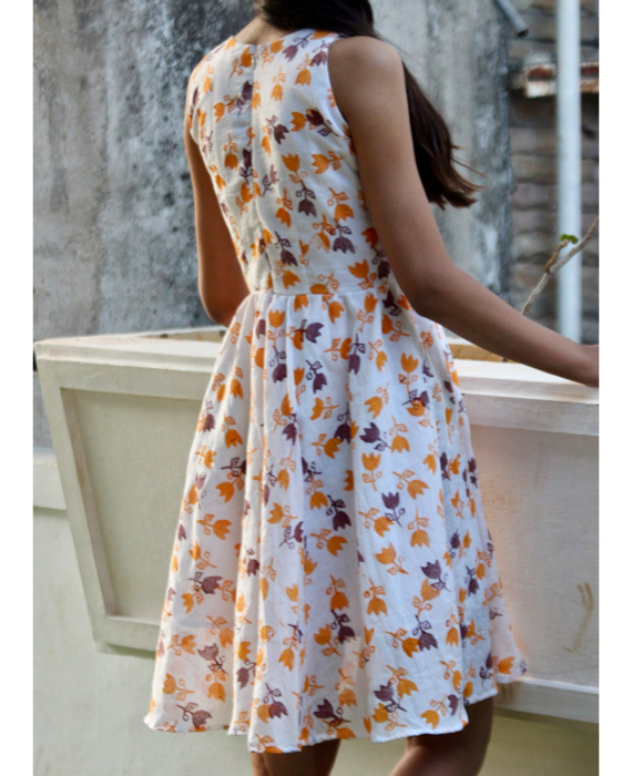 Yellow Cotton Mulmul Tiered Dress (LW-17/DRS) – Anju Modi