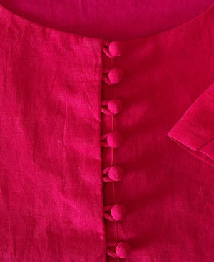 Pink & Navy Blue Fit and Flare Madurai Saree Dress - Mogra Designs