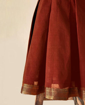 Mangalagiri Cotton Pleated Wrap Dress with Bronze Border - Mogra Designs